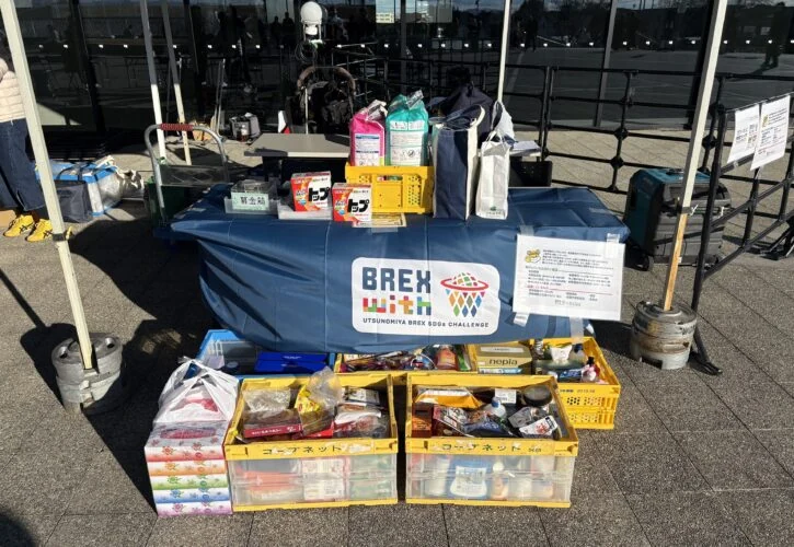 地域イベント（宇都宮ブレックスの試合会場）での食品回収ブース