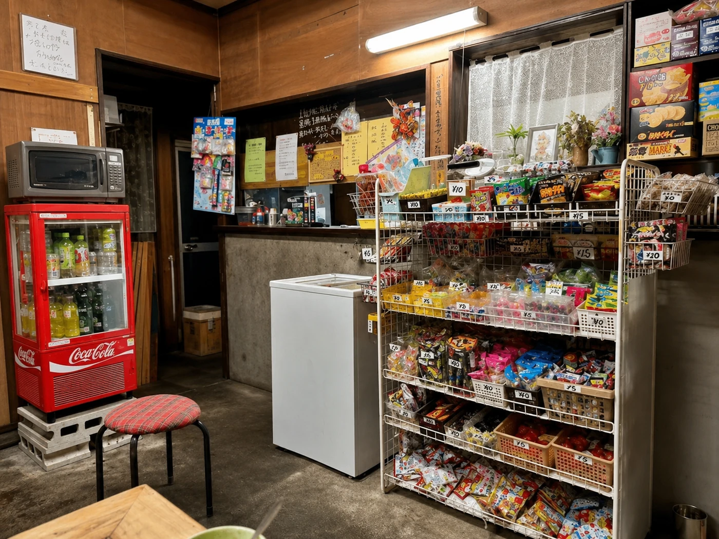 店内に並ぶ駄菓子の棚