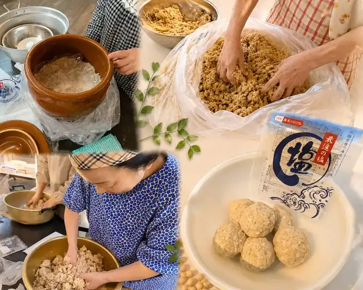 味噌や麹を仕込む料理教室のようす