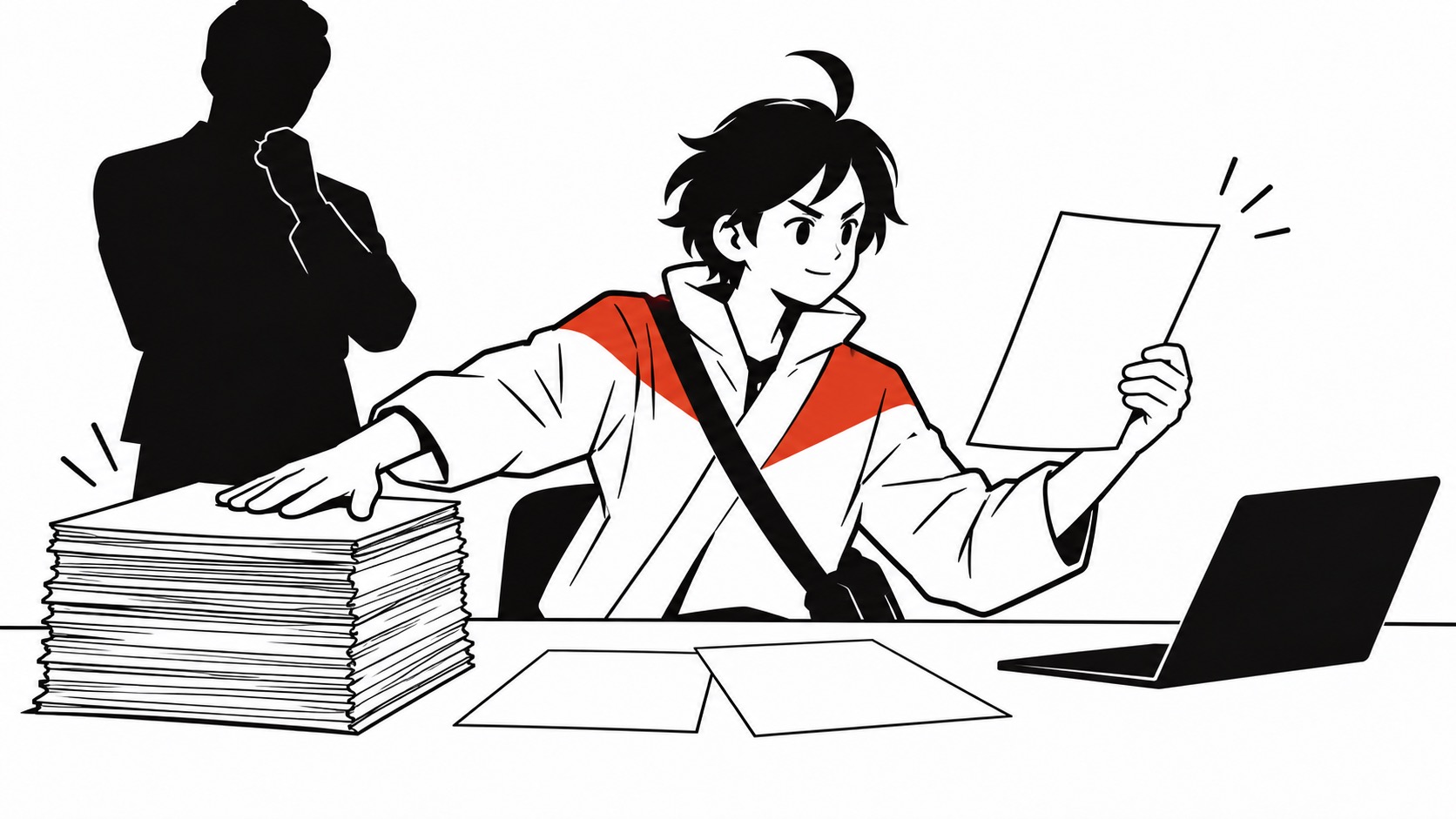 十ページの企画書を閉じ、一枚の試作へ絞るビジュくん