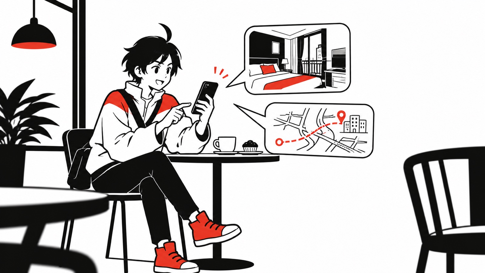 部屋の写真と帰り道のメモを分けてパートナーに送るビジュくん