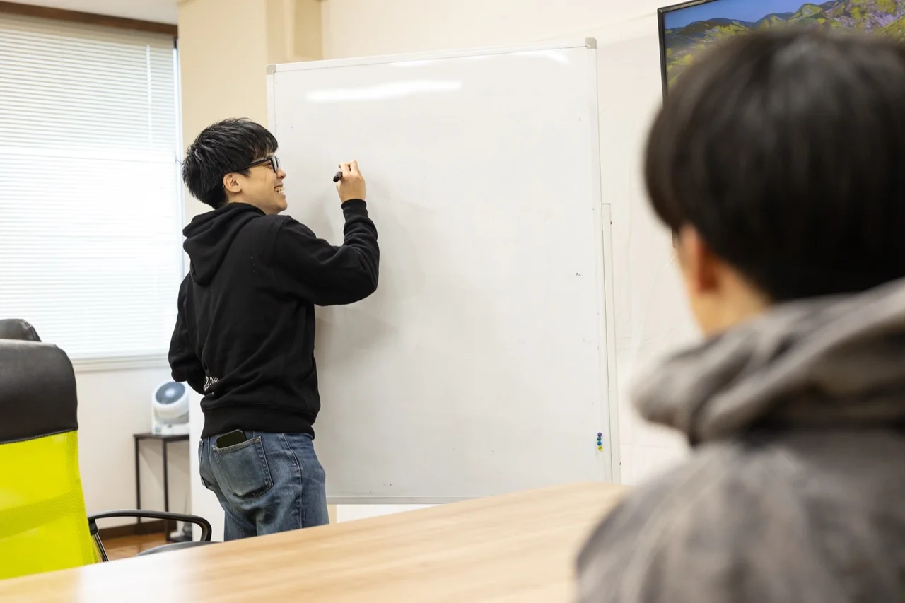 ホワイトボードを使ったミーティングの様子